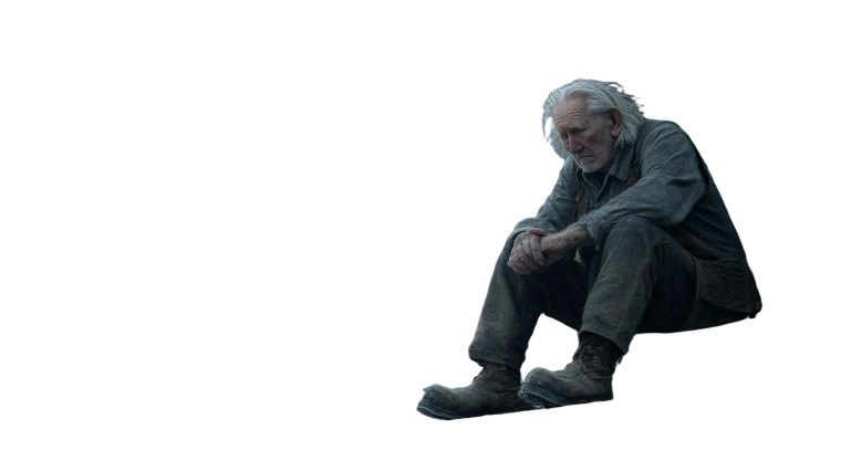 Sorrowful Elderly Farmer Vinyl Car Decal Sticker – Waterproof & UV-Resistant 2.72"