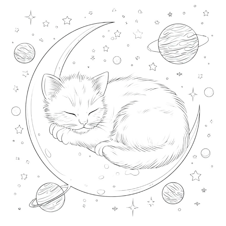 Sleeping Space Cat Vinyl Car Decal Sticker – Waterproof & UV-Resistant 6.826666666666667"