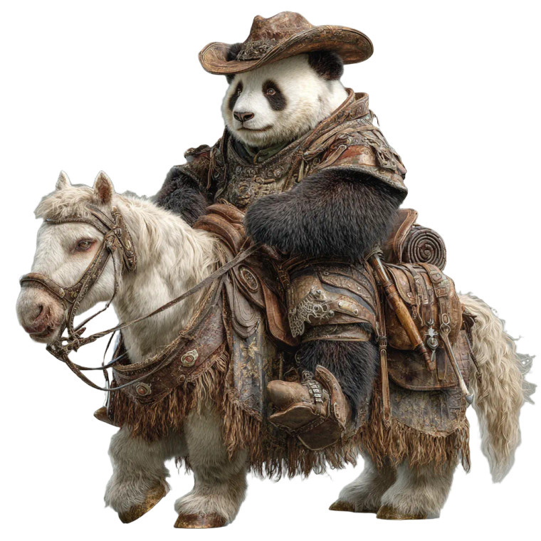 Panda Riding Horse Vinyl Car Decal Sticker – Waterproof & UV-Resistant 3.4133333333333336"