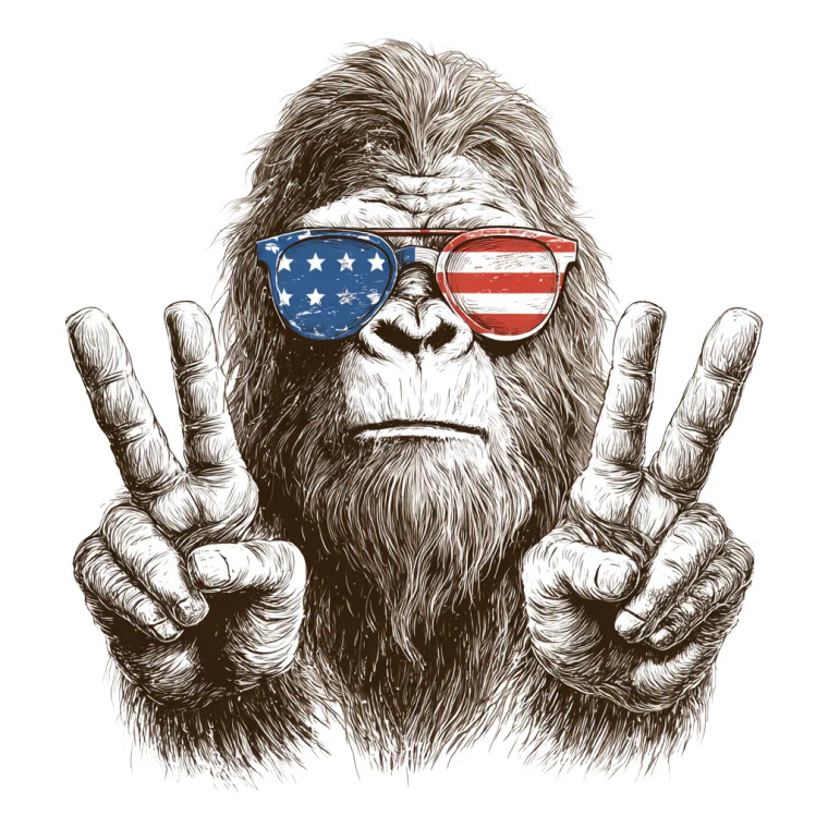 Patriotic Bigfoot V3 Vinyl Car Decal Sticker – Waterproof & UV-Resistant 3.4133333333333336"