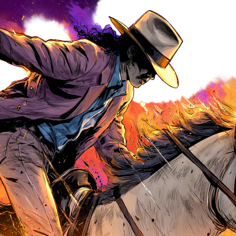 Cowboy Michael Jackson Vinyl Car Decal Sticker – Waterproof & UV-Resistant 3.4133333333333336"