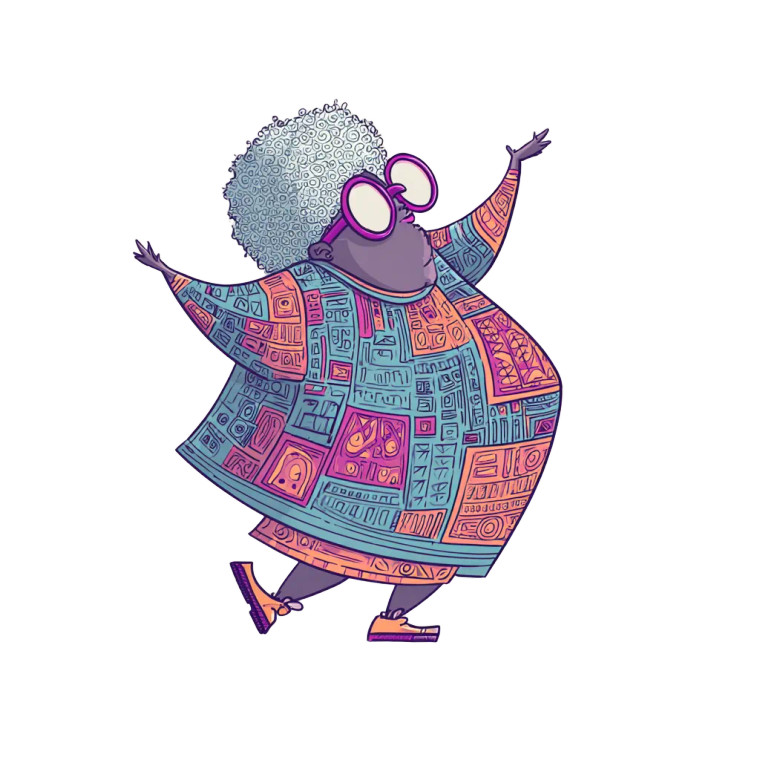 Dancing Afro Grandma Vinyl Car Decal Sticker – Waterproof & UV-Resistant 6.826666666666667"