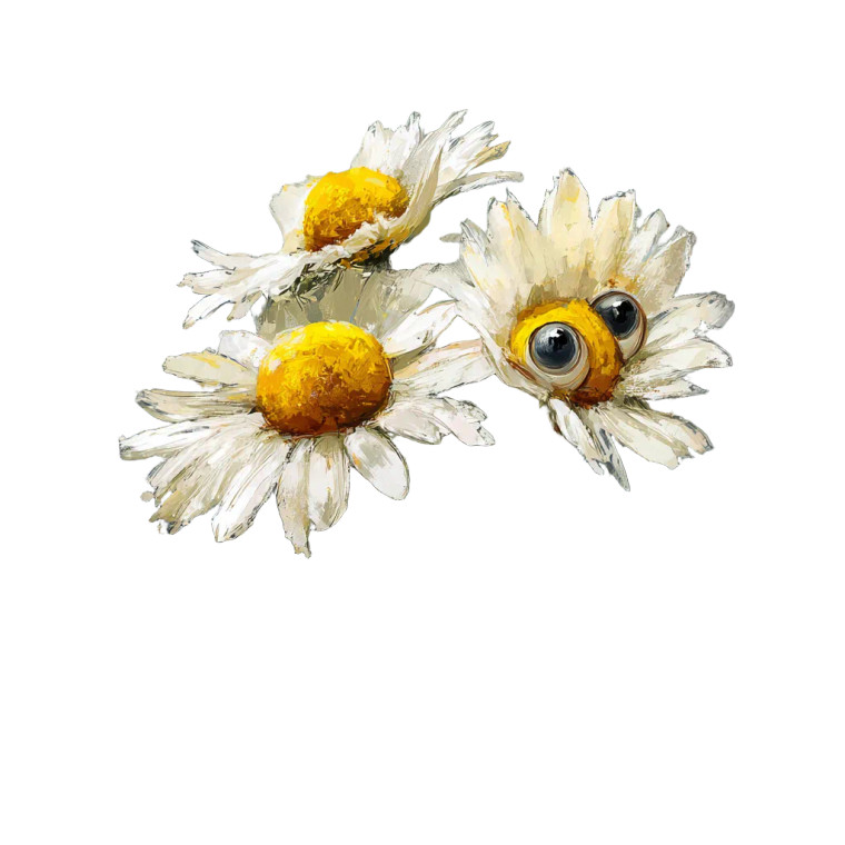 Chamomile With Eyes Vinyl Car Decal Sticker – Waterproof & UV-Resistant 3.4133333333333336"