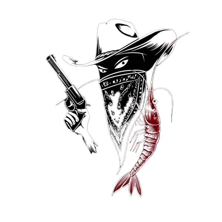 Outlaw Shrimp V2 Vinyl Car Decal Sticker – Waterproof & UV-Resistant 3.4133333333333336"