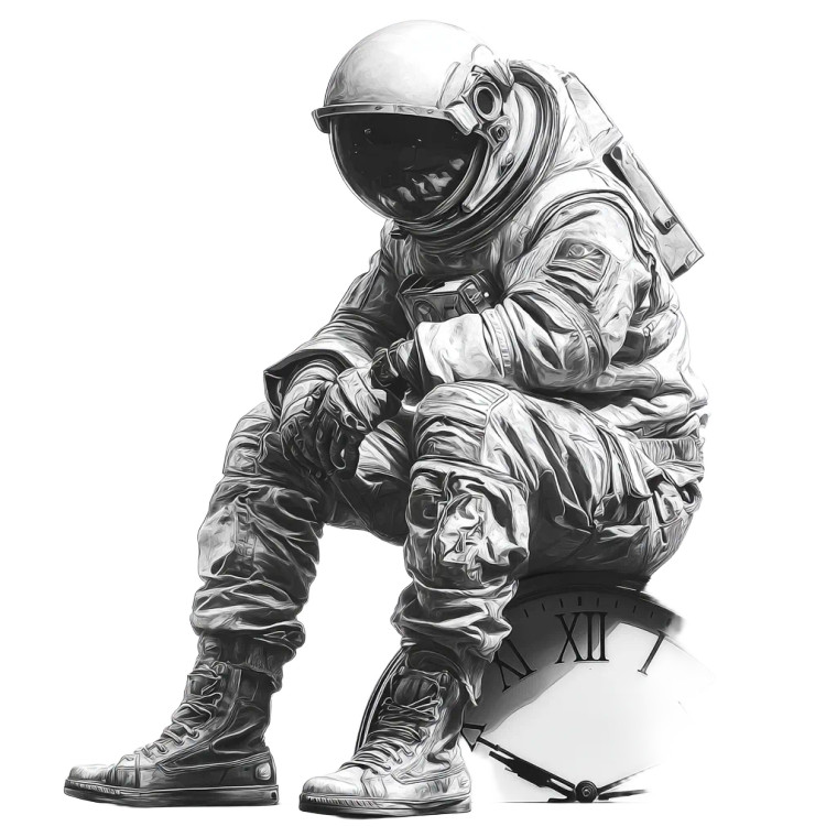 Astronaut On Clock Vinyl Car Decal Sticker – Waterproof & UV-Resistant 3.4133333333333336"