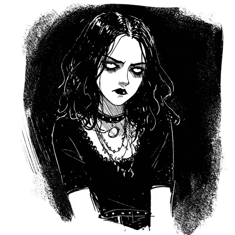 Depressed Goth Woman Vinyl Car Decal Sticker – Waterproof & UV-Resistant 6.826666666666667"