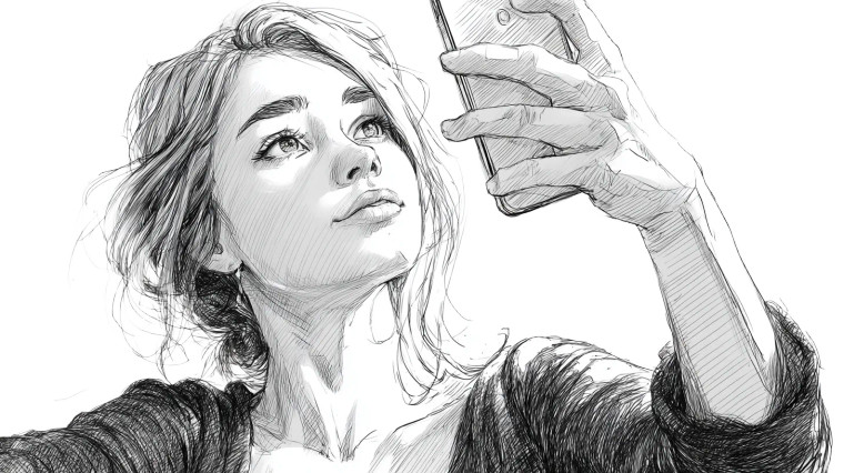 Selfie Sketch Vinyl Car Decal Sticker – Waterproof & UV-Resistant 2.72" Selfie Sketch Vinyl Car Decal Sticker – Waterproof & UV-Resistant 2.72"