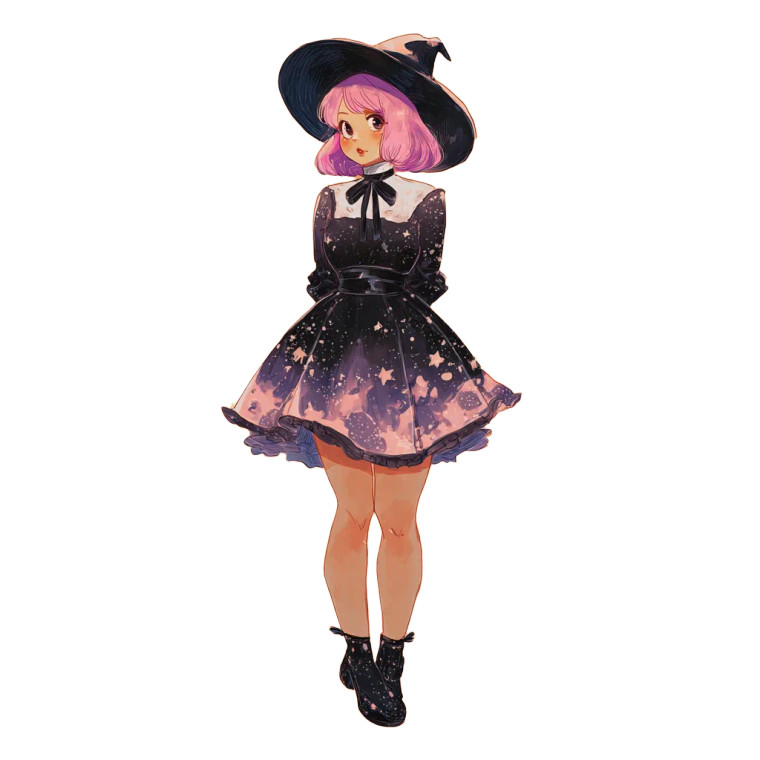 Kawaii Witch Vinyl Car Decal Sticker – Waterproof & UV-Resistant 3.4133333333333336"