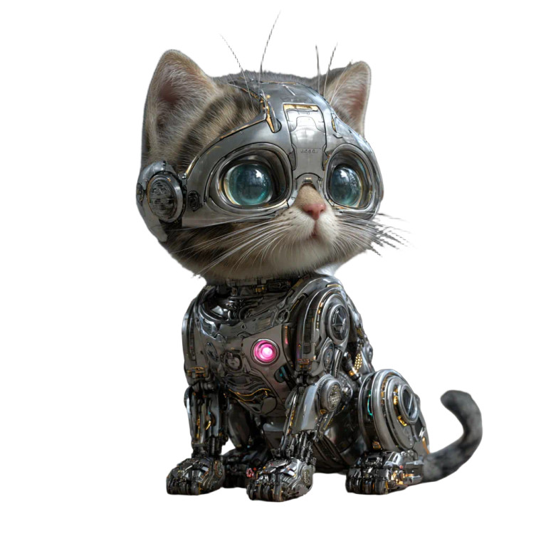 Future Robot Kitten Vinyl Car Decal Sticker – Waterproof & UV-Resistant 3.4133333333333336"