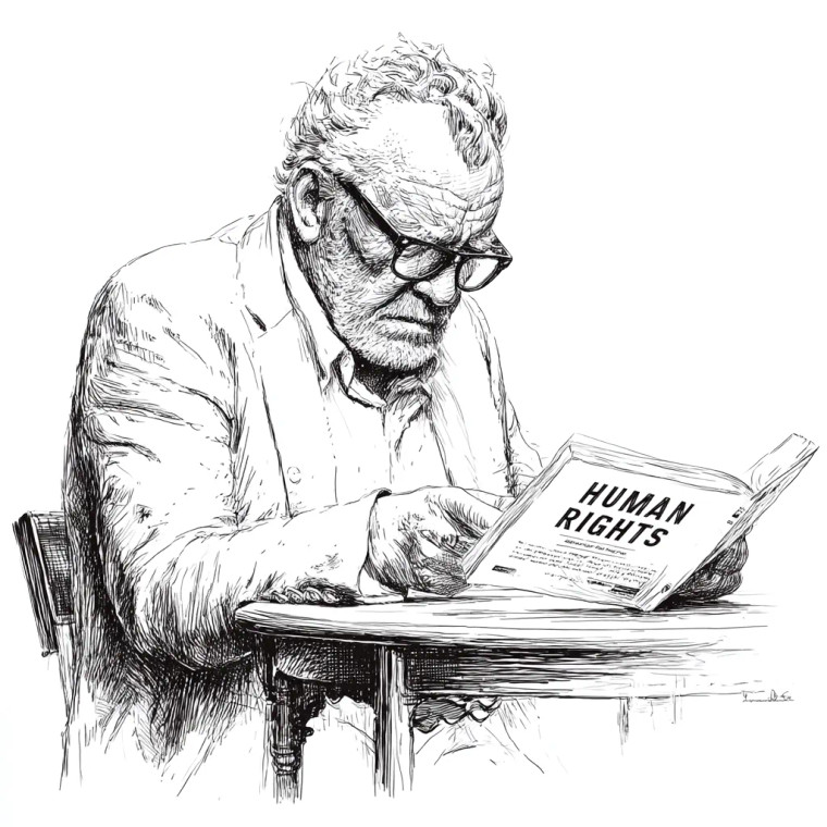 Elderly Man Reading V7 Vinyl Car Decal Sticker – Waterproof & UV-Resistant 6.826666666666667"