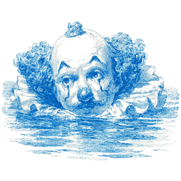 Sad Clown Swimming Vinyl Car Decal Sticker – Waterproof & UV-Resistant 3.4133333333333336"