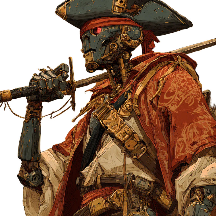 Robot Pirate Vinyl Car Decal Sticker – Waterproof & UV-Resistant 3.4133333333333336"