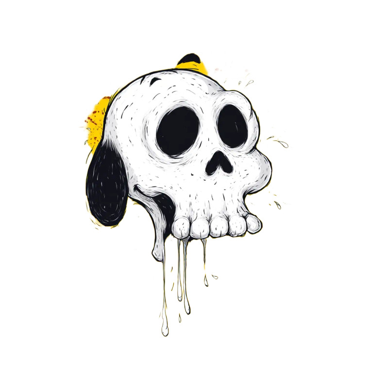 Cartoon Snoopy Skull Vinyl Car Decal Sticker – Waterproof & UV-Resistant 3.4133333333333336"