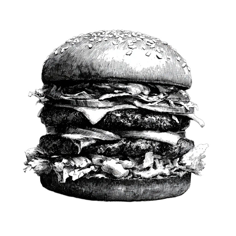 Greasy Quadruple Hamburger Vinyl Car Decal Sticker – Waterproof & UV-Resistant 3.4133333333333336"