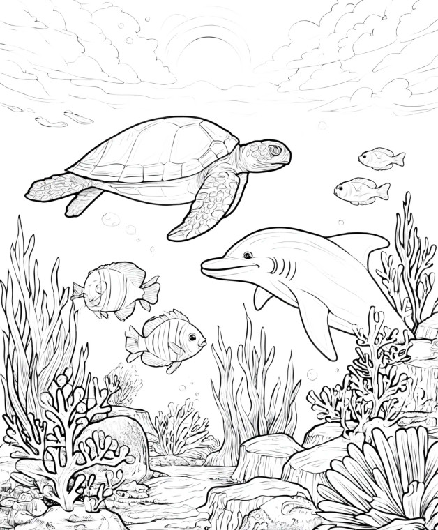 Ocean Coloring Scene Vinyl Car Decal Sticker – Waterproof & UV-Resistant 8.0"