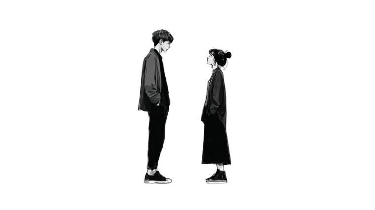 Young Couple Talking V2 Vinyl Car Decal Sticker – Waterproof & UV-Resistant 2.72"