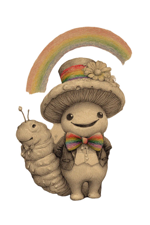 Anthropomorphic Mushroom & Caterpillar Vinyl Car Decal Sticker – Waterproof & UV-Resistant 4.4