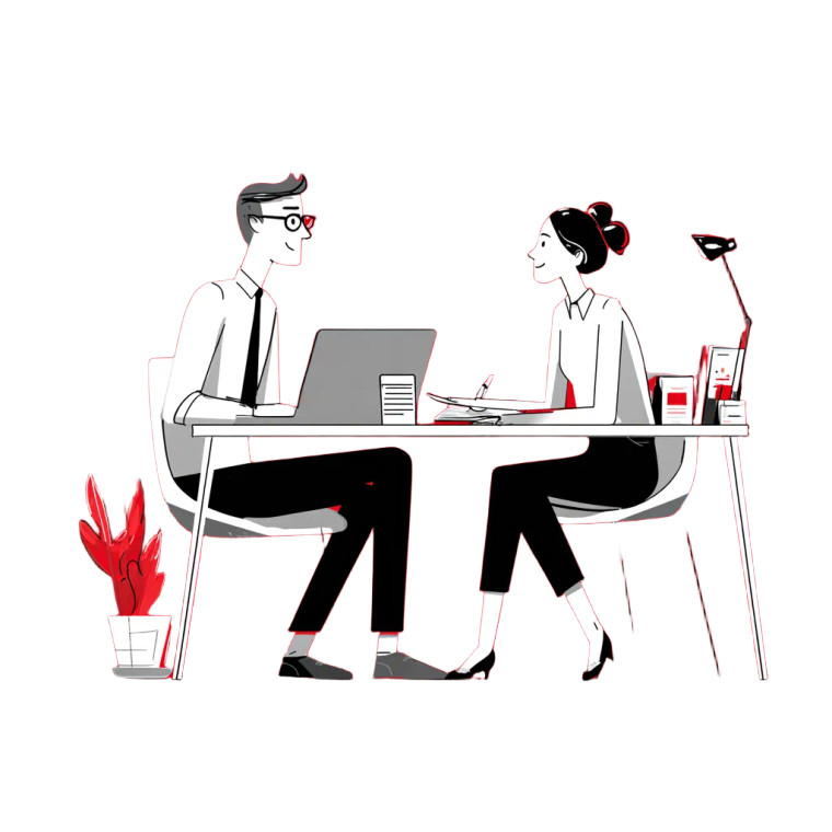 Business Discussion Cartoon Vinyl Car Decal Sticker – Waterproof & UV-Resistant 3.4133333333333336"