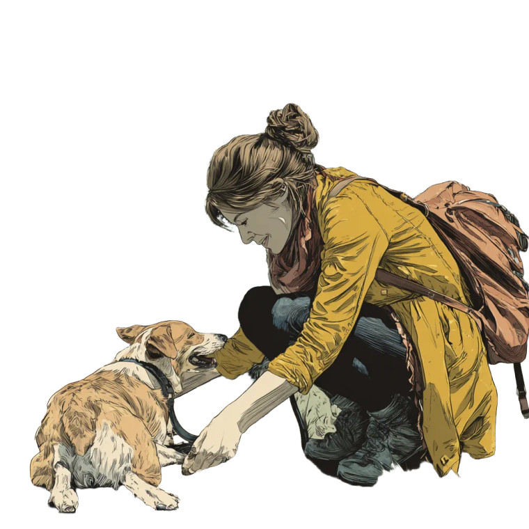 Woman Stroking Dog Vinyl Car Decal Sticker – Waterproof & UV-Resistant 3.4133333333333336"
