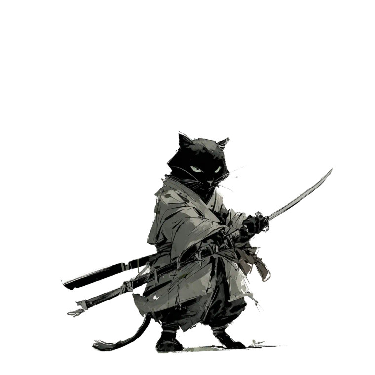 Samurai Cat V50 Vinyl Car Decal Sticker – Waterproof & UV-Resistant 6.826666666666667"