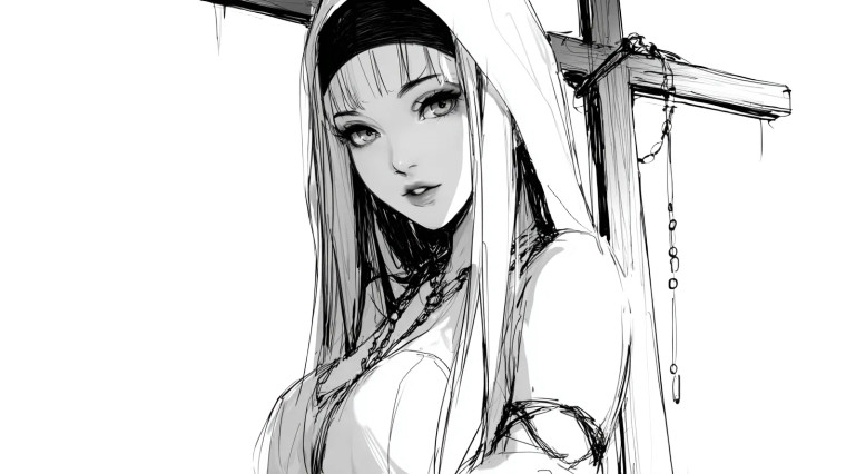 Modest Anime Woman V2 Vinyl Car Decal Sticker – Waterproof & UV-Resistant 2.72"