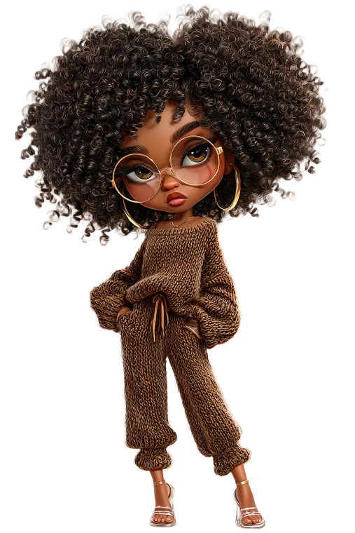 Ebony Chibi Woman Vinyl Car Decal Sticker – Waterproof & UV-Resistant 4.4