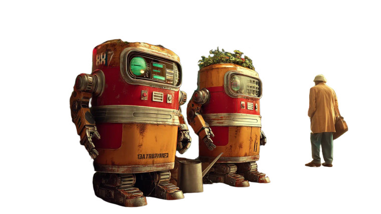 Rustic Robot Gardeners Vinyl Car Decal Sticker – Waterproof & UV-Resistant 5.4