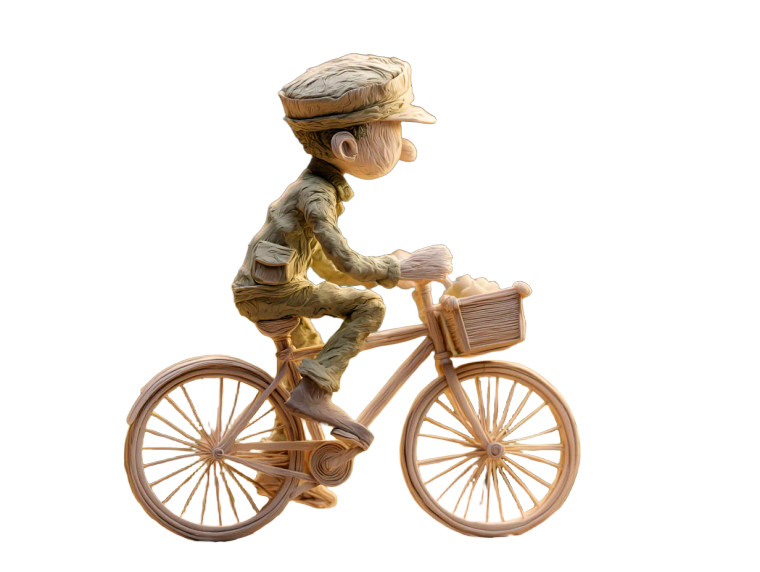 Clay Cycling Scene Vinyl Car Decal Sticker – Waterproof & UV-Resistant 3.0933333333333333"
