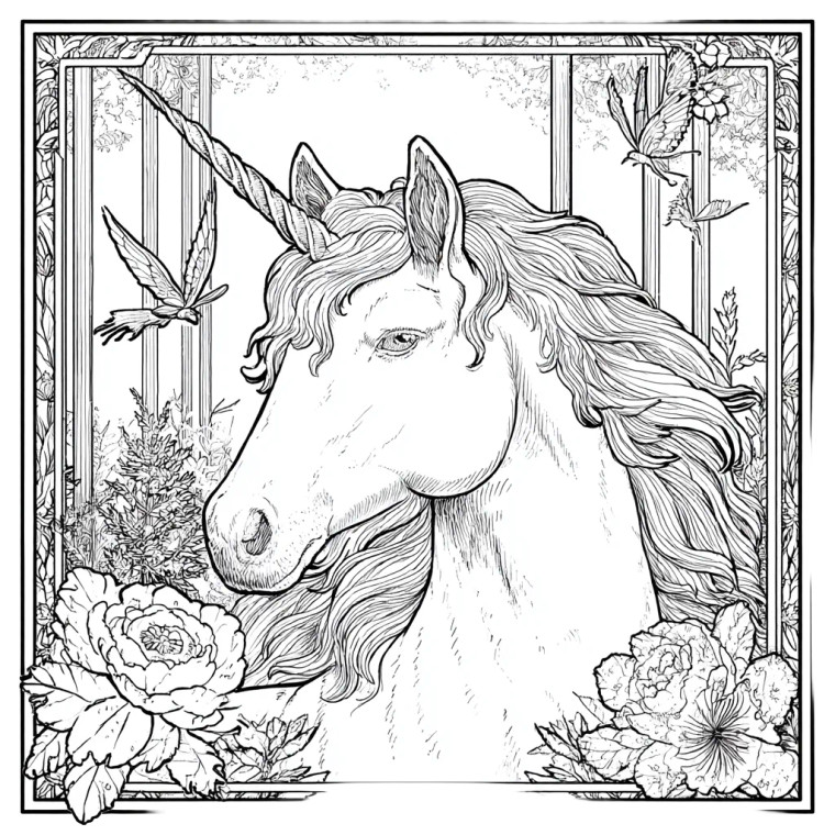 Unicorn Coloring Page Vinyl Car Decal Sticker – Waterproof & UV-Resistant 3.4133333333333336"