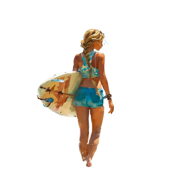 Surfer Girl V4 Vinyl Car Decal Sticker – Waterproof & UV-Resistant 3.4133333333333336"