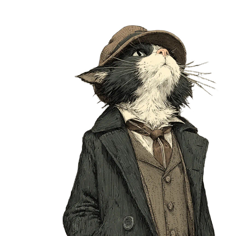 1920S Cat Detective Vinyl Car Decal Sticker – Waterproof & UV-Resistant 3.4133333333333336"