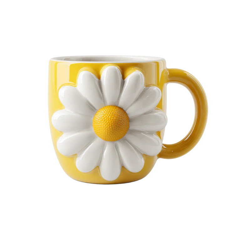 Daisy Flower Mug Vinyl Car Decal Sticker – Waterproof & UV-Resistant 3.4133333333333336"