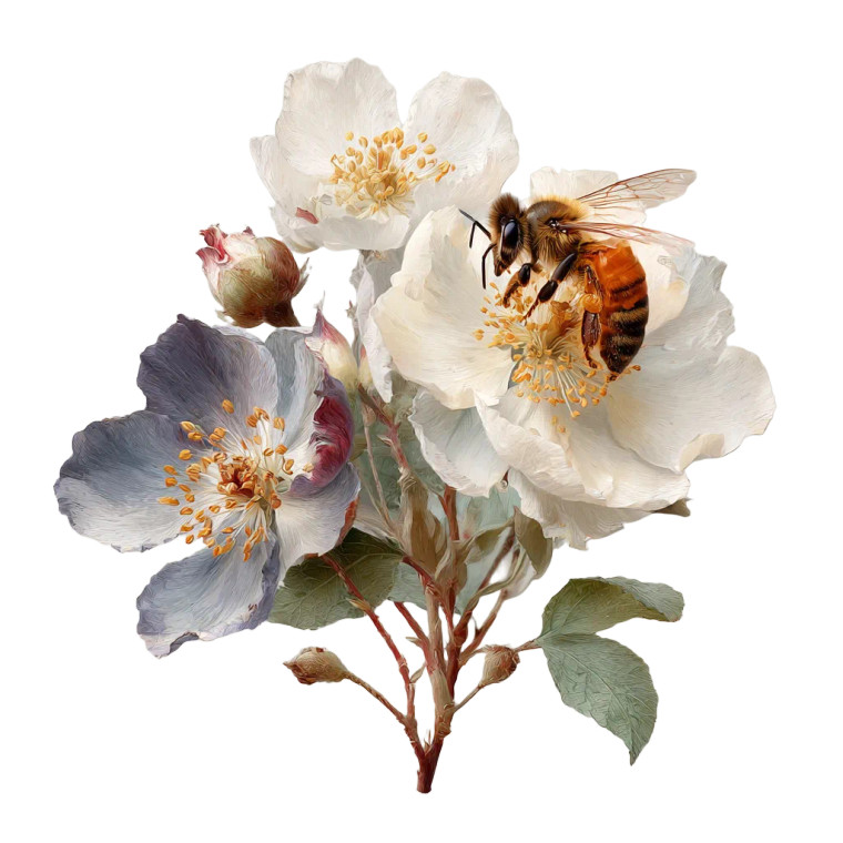 Honey Bee Flowers Vinyl Car Decal Sticker – Waterproof & UV-Resistant 3.4133333333333336"