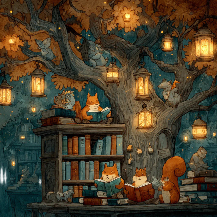 Oak Tree Library Vinyl Car Decal Sticker – Waterproof & UV-Resistant 3.4133333333333336"