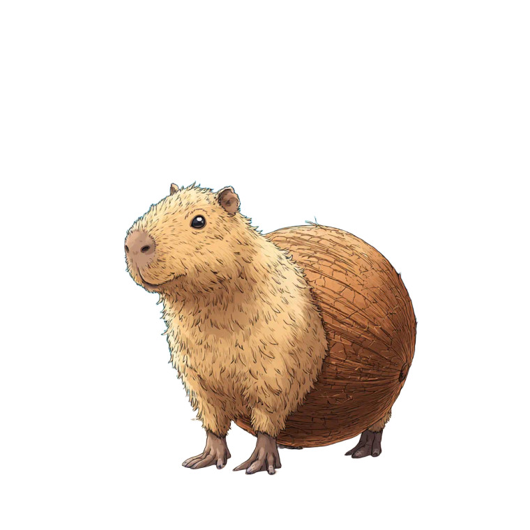 Coconut Capybara Vinyl Car Decal Sticker – Waterproof & UV-Resistant 3.4133333333333336"