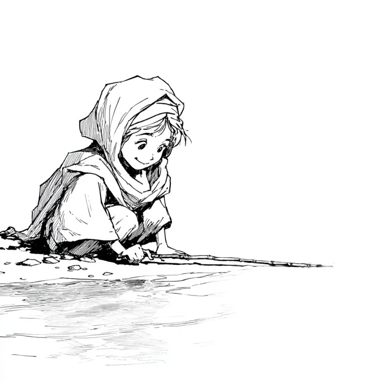 Girl Drawing Beach Vinyl Car Decal Sticker – Waterproof & UV-Resistant 3.4133333333333336"