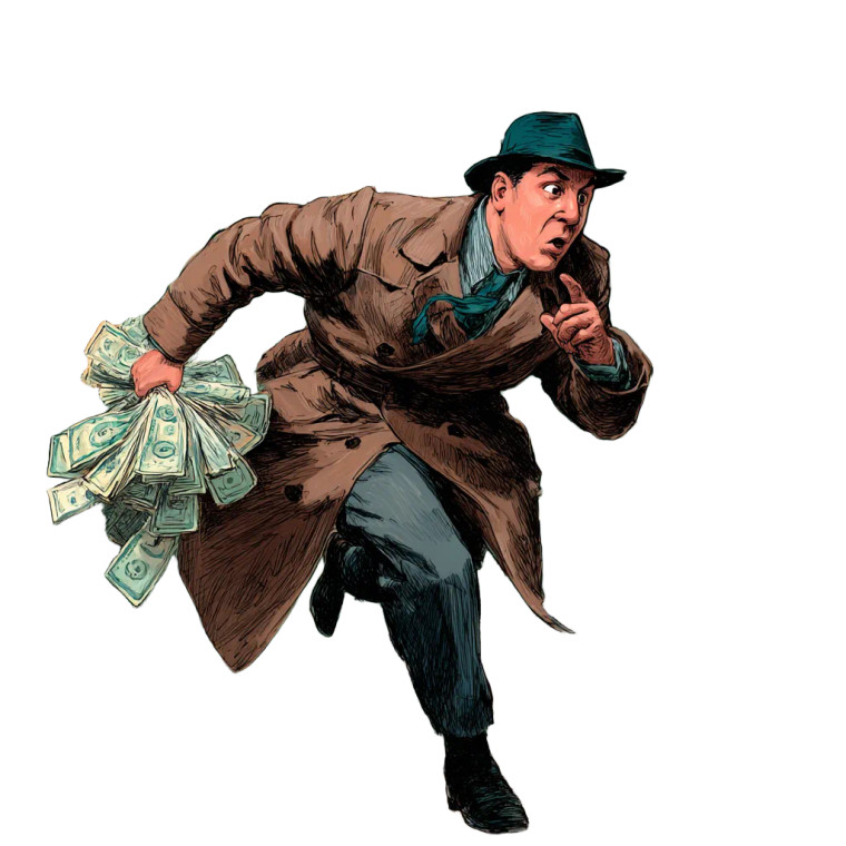 Thief With Cash Vinyl Car Decal Sticker – Waterproof & UV-Resistant 3.4133333333333336"
