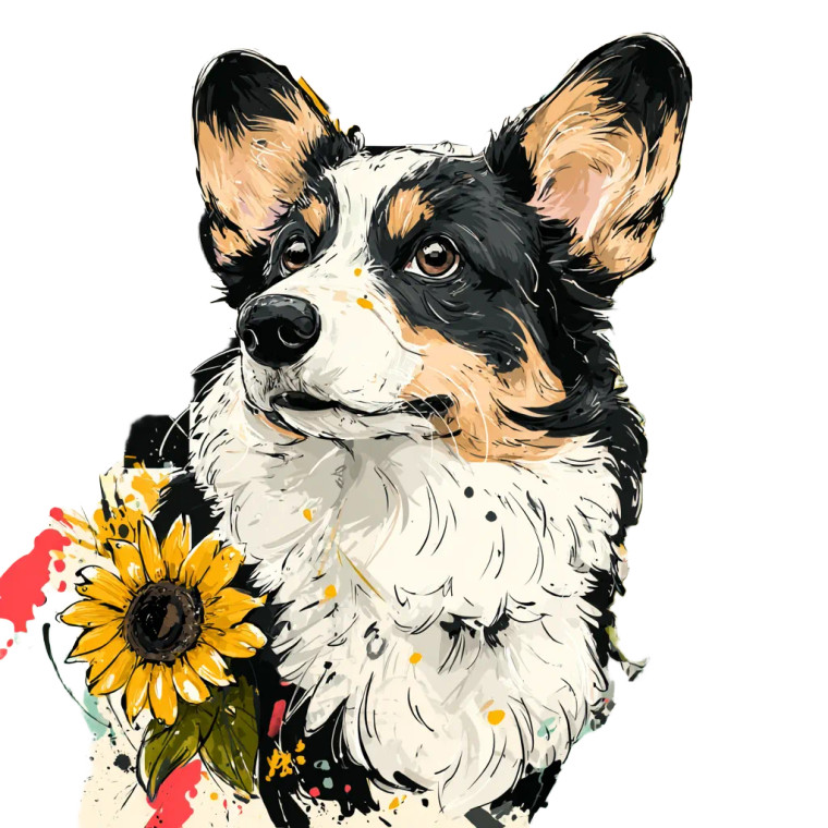 Cute Corgi Illustration V2 Vinyl Car Decal Sticker – Waterproof & UV-Resistant 6.826666666666667"