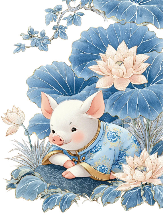 Pig In Hanfu Vinyl Car Decal Sticker – Waterproof & UV-Resistant 4.1066666666666665"