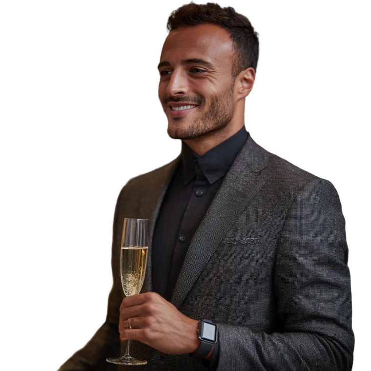 Celebratory Gentleman Vinyl Car Decal Sticker – Waterproof & UV-Resistant 3.4133333333333336"