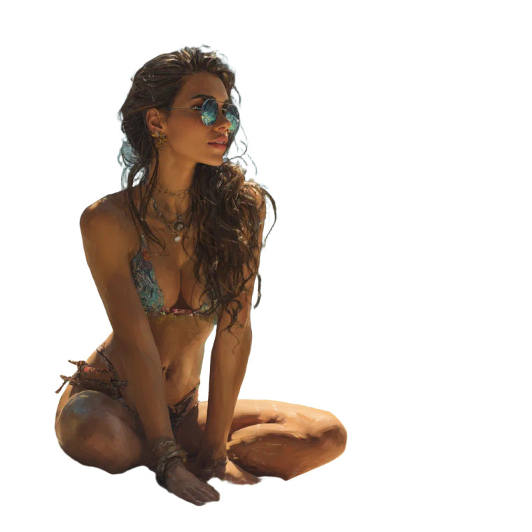 Brunette Tanning Vinyl Car Decal Sticker – Waterproof & UV-Resistant 3.4133333333333336"