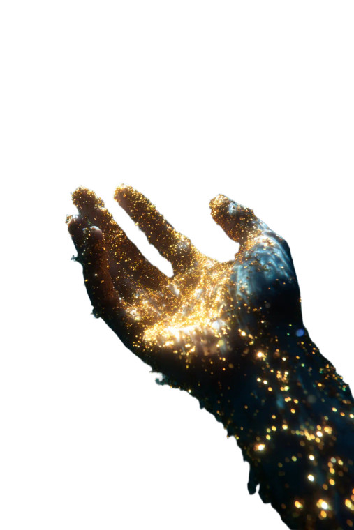 Golden Particle Hand Vinyl Car Decal Sticker – Waterproof & UV-Resistant 8.96"