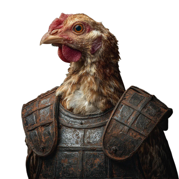 Armored Proud Chicken Vinyl Car Decal Sticker – Waterproof & UV-Resistant 6.826666666666667"