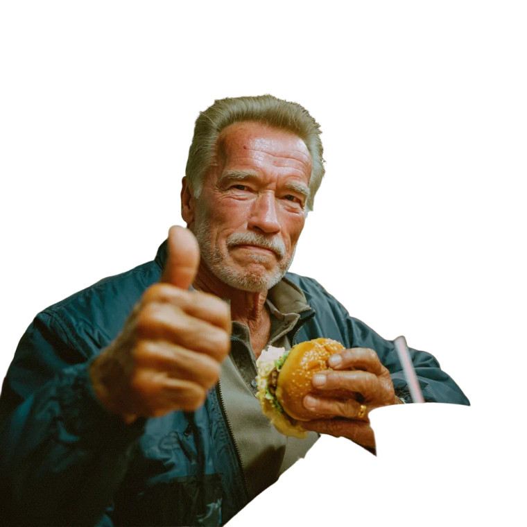 Arnold Eats Burger Vinyl Car Decal Sticker – Waterproof & UV-Resistant 3.4133333333333336"