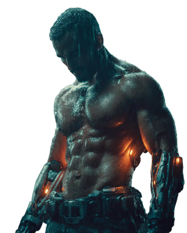 Cybernetic Bodybuilder Vinyl Car Decal Sticker – Waterproof & UV-Resistant 4.0"
