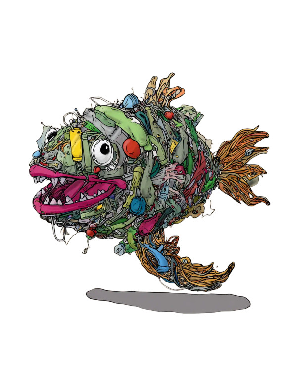 Eco Comic Fish Vinyl Car Decal Sticker – Waterproof & UV-Resistant 8.213333333333333"