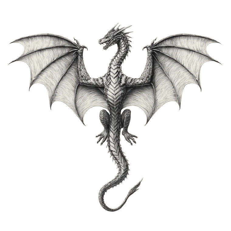 Symmetrical Dragon Sketch Vinyl Car Decal Sticker – Waterproof & UV-Resistant 3.4133333333333336"