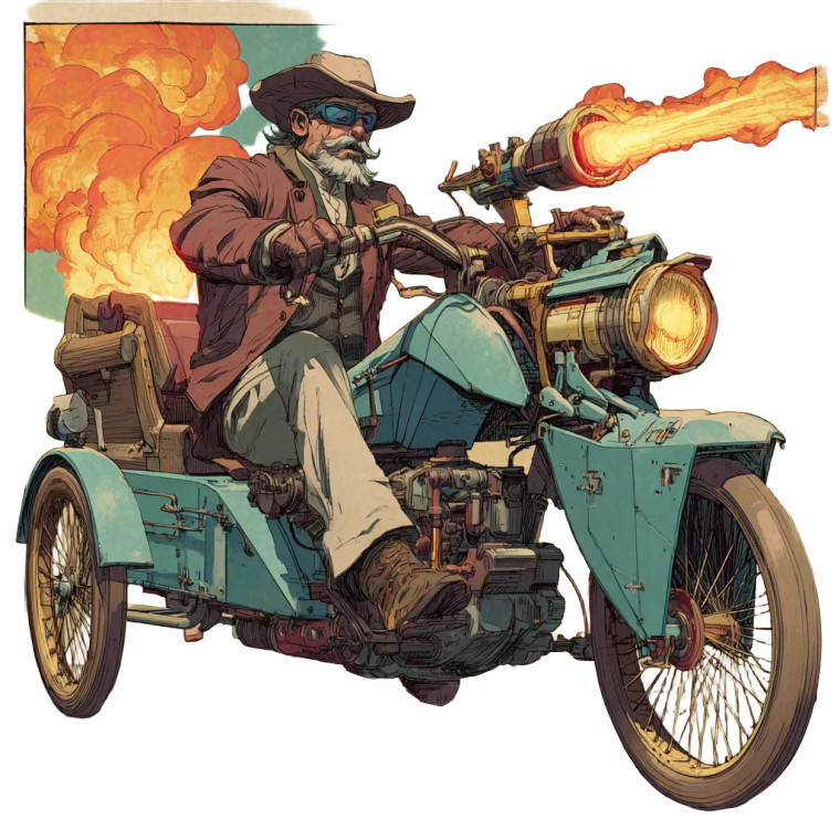 Steampunk Monocycle Vinyl Car Decal Sticker – Waterproof & UV-Resistant 3.4133333333333336"