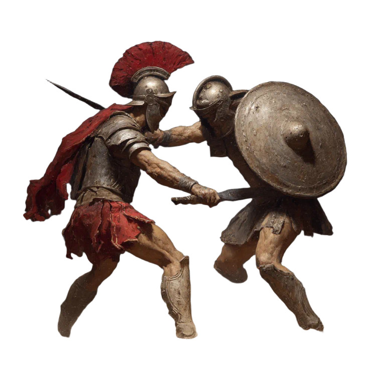 Gladiators Fighting Vinyl Car Decal Sticker – Waterproof & UV-Resistant 3.4133333333333336"