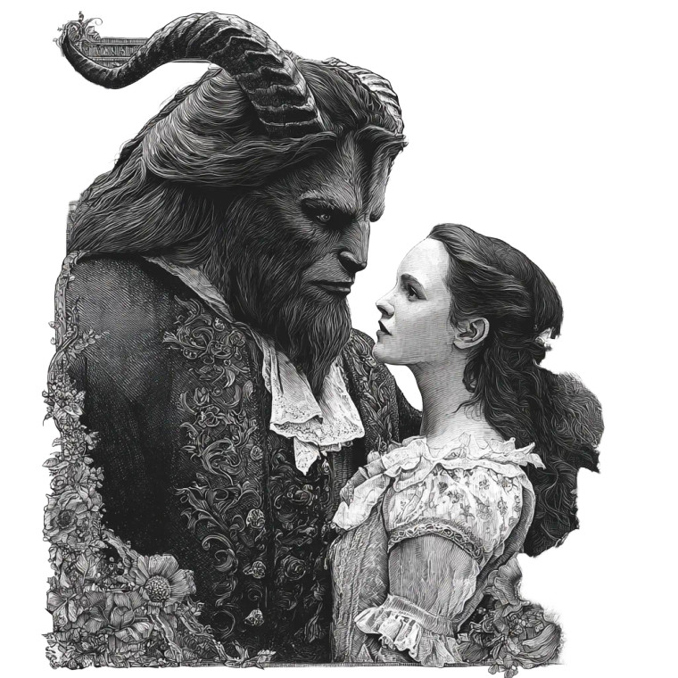 Beauty And Beast V6 Vinyl Car Decal Sticker – Waterproof & UV-Resistant 3.4133333333333336"